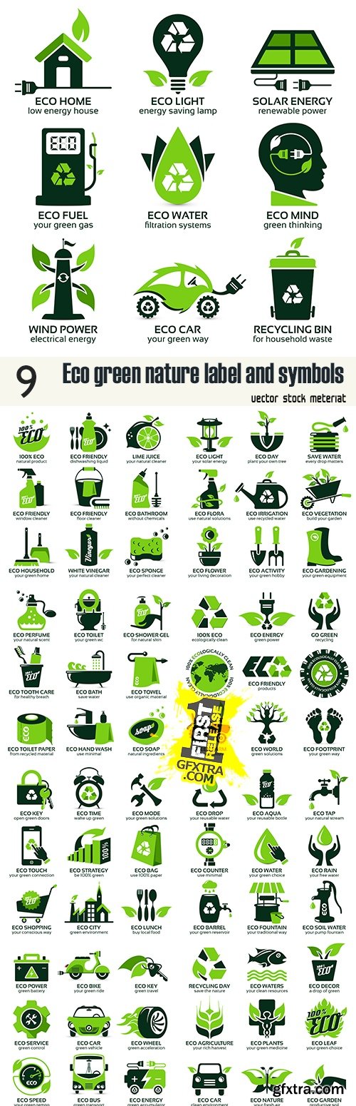 Eco green nature label and symbols