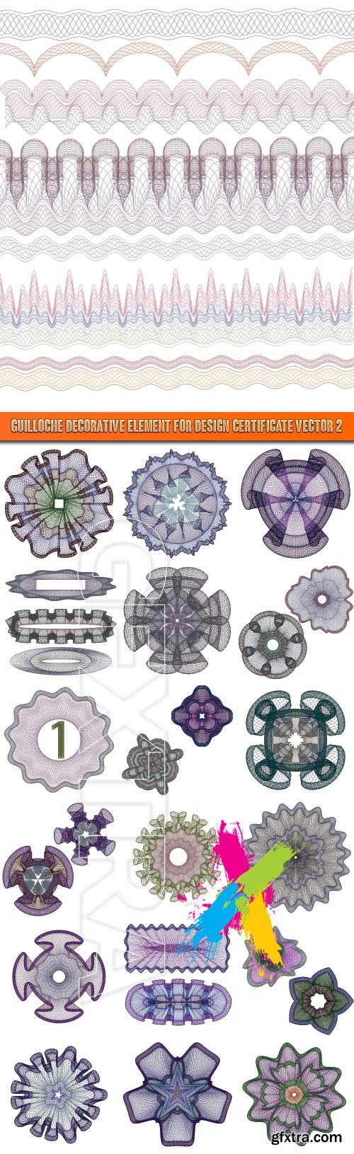 Guilloche decorative element for design certificate vector 2