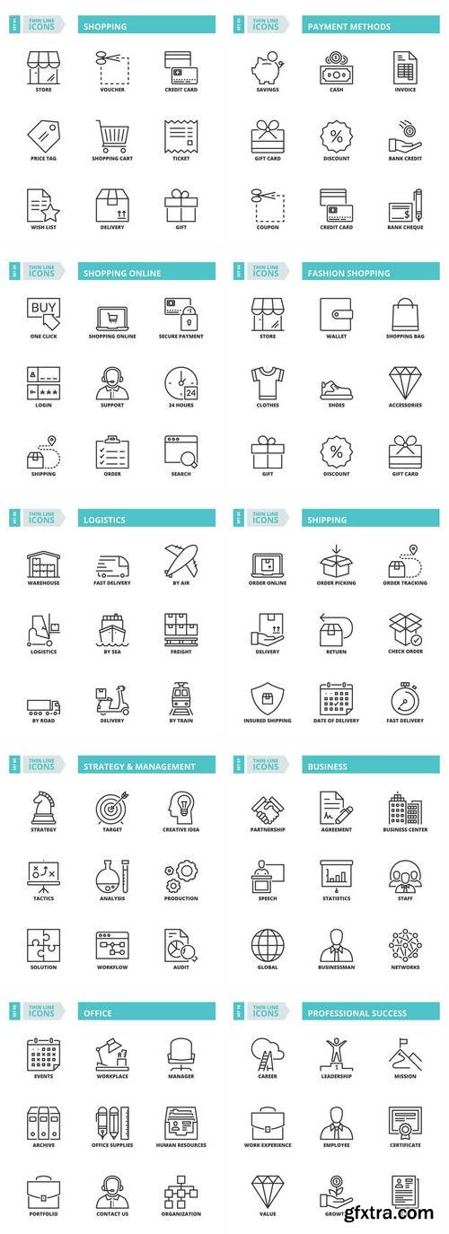 Thin Line Business Icons