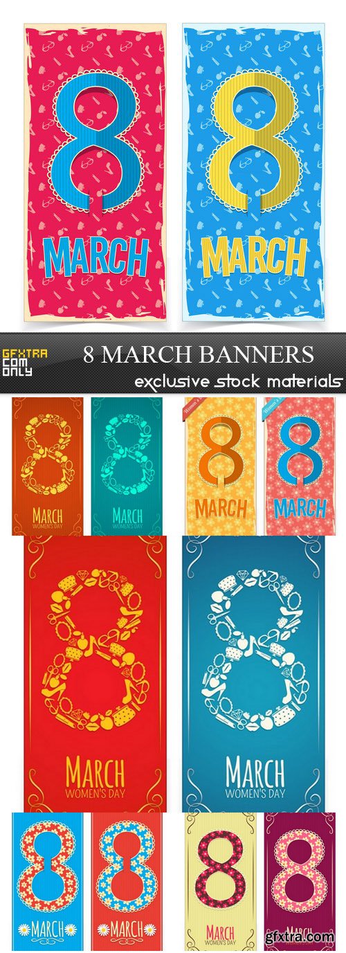 8 March Banners - 6xEPS
