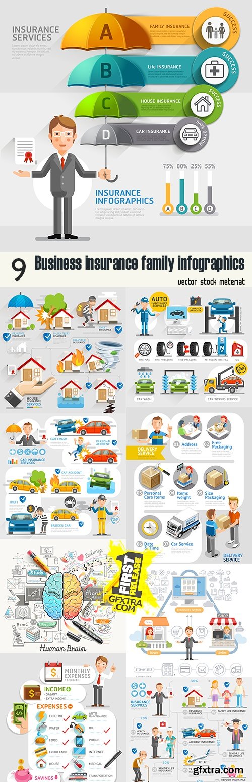 Business insurance family infographics
