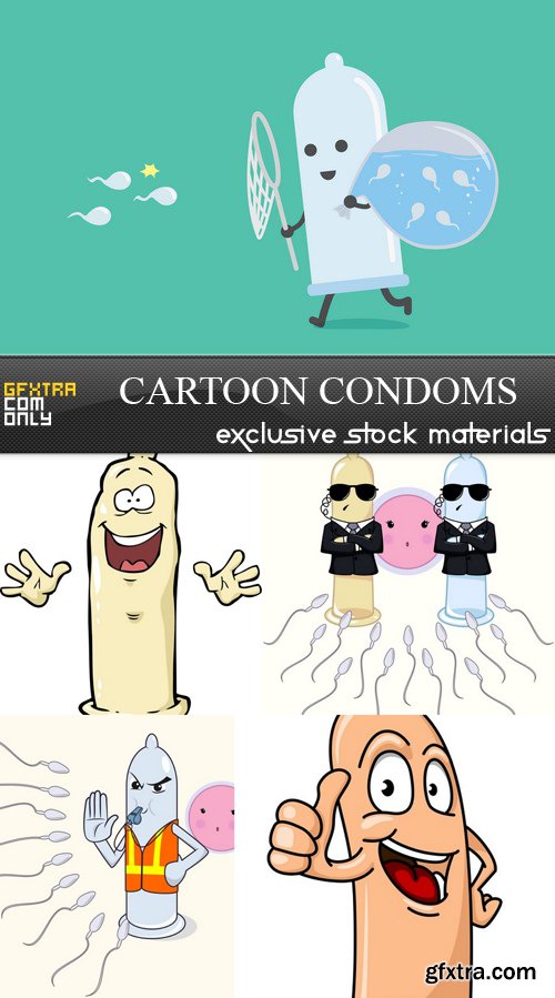 Cartoon Condoms - 5xEPS