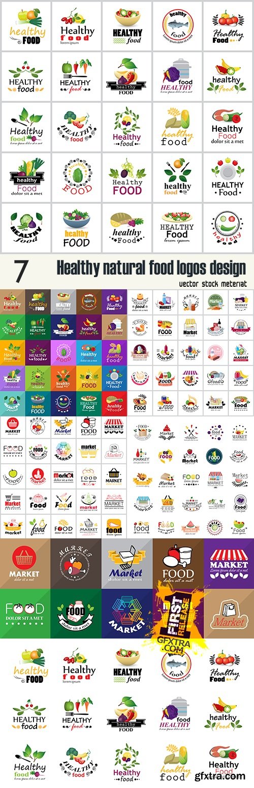 Healthy natural food logos design