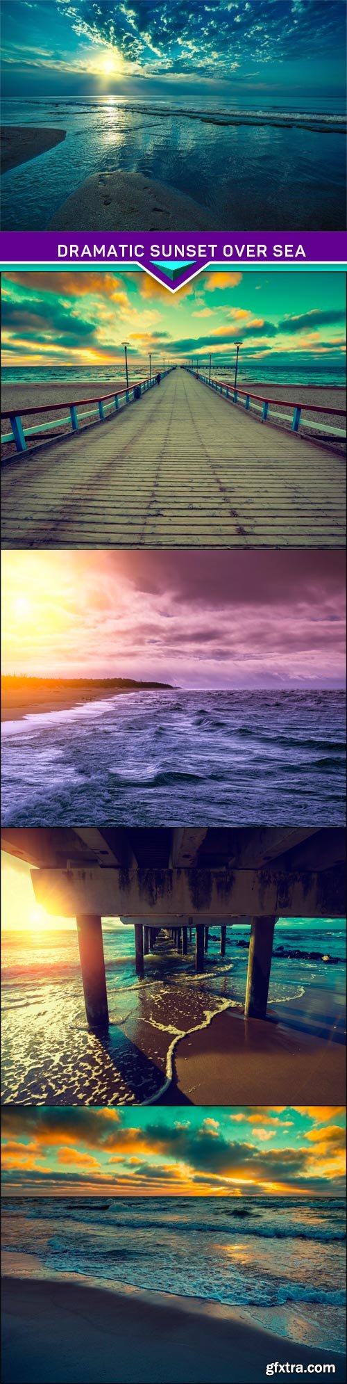 Dramatic sunset over sea 5X JPEG