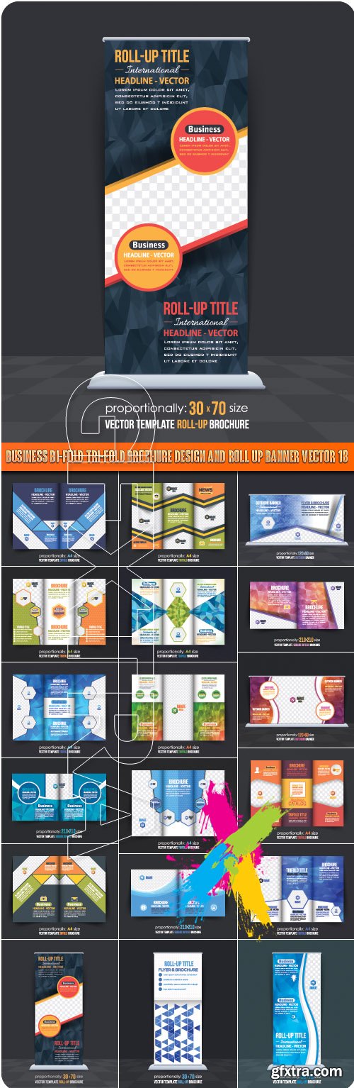 Business Bi-Fold Tri-Fold Brochure Design and Roll up banner vector 18