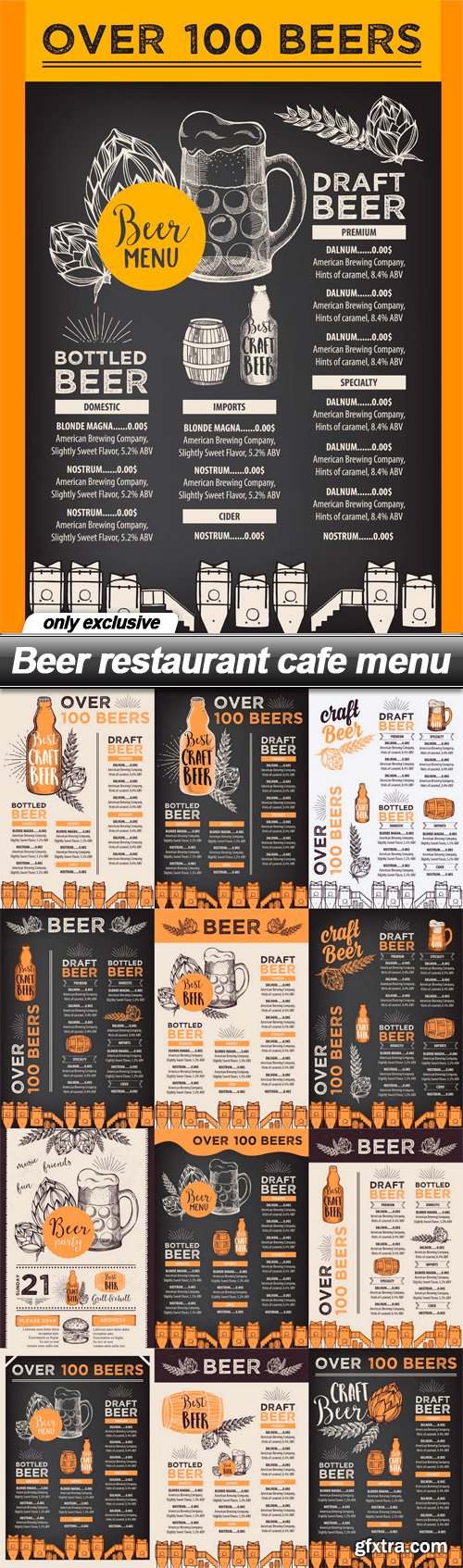 Beer restaurant cafe menu - 19 EPS