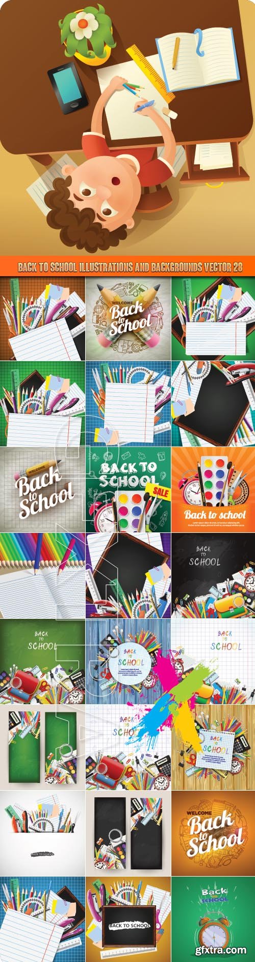 Back to school illustrations and backgrounds vector 28