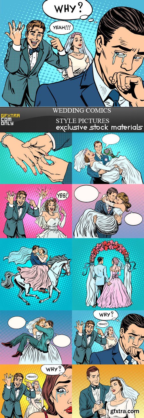 Wedding Comics Style Pictures - 10xEPS