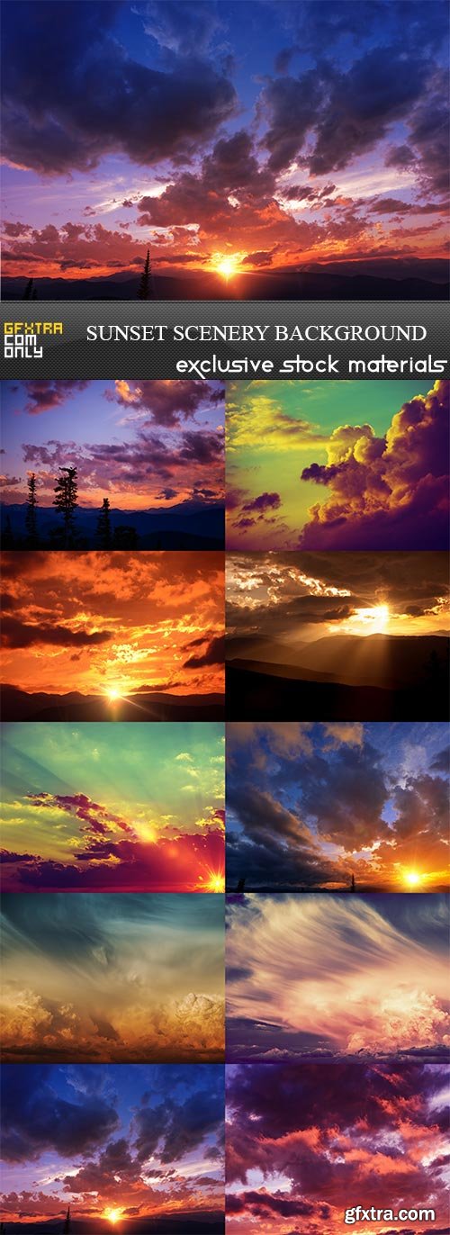 Sunset Scenery Background, 10 x UHQ JPEG