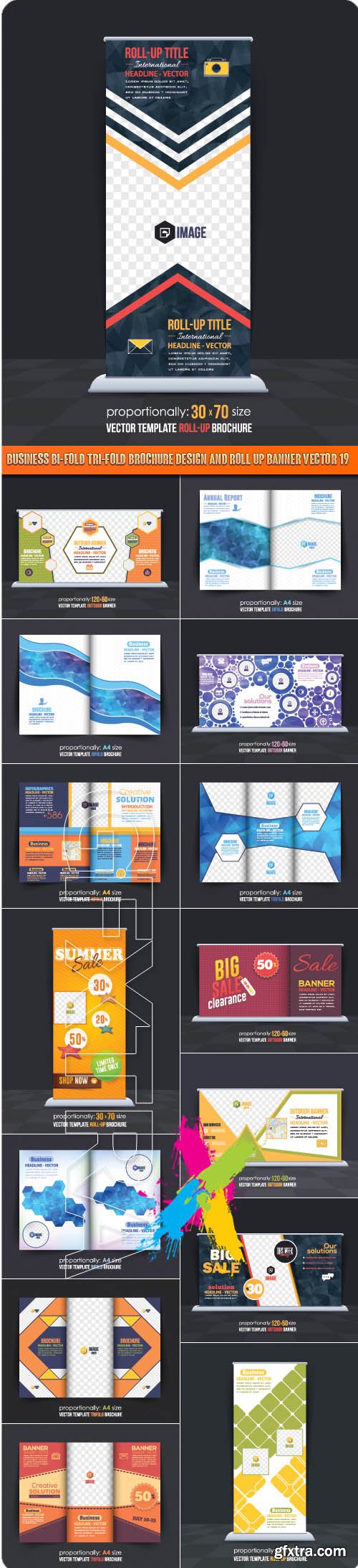 Business Bi-Fold Tri-Fold Brochure Design and Roll up banner vector 19