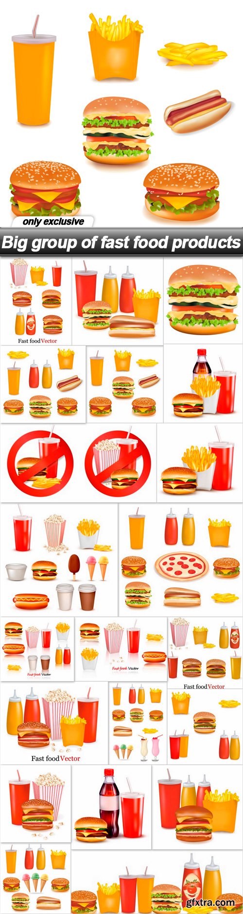 Big group of fast food products - 21 EPS