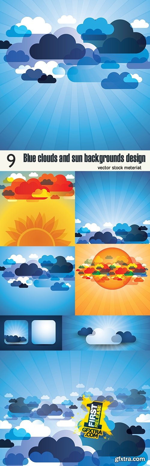 Blue clouds and sun backgrounds design