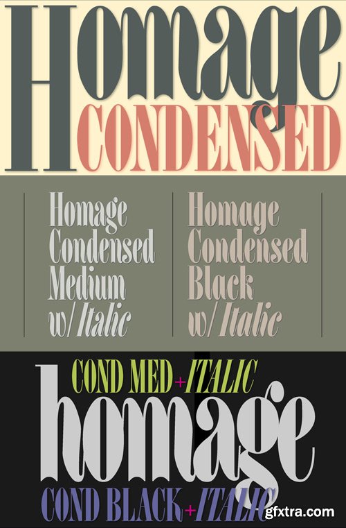 Homage Condensed Font Family $149
