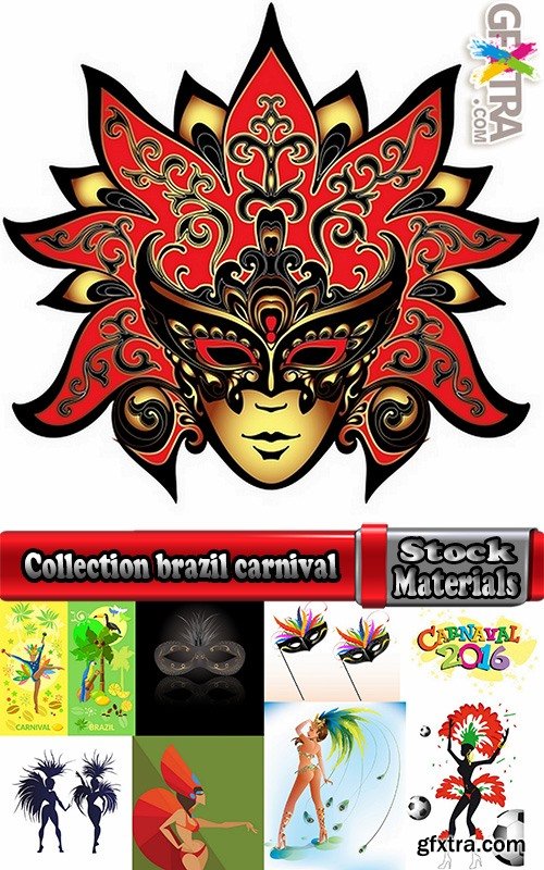 Collection brazil carnival show masquerade mask gift card 25 EPS