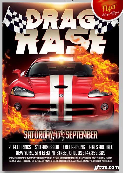 Drag Race Flyer PSD Template + Facebook Cover