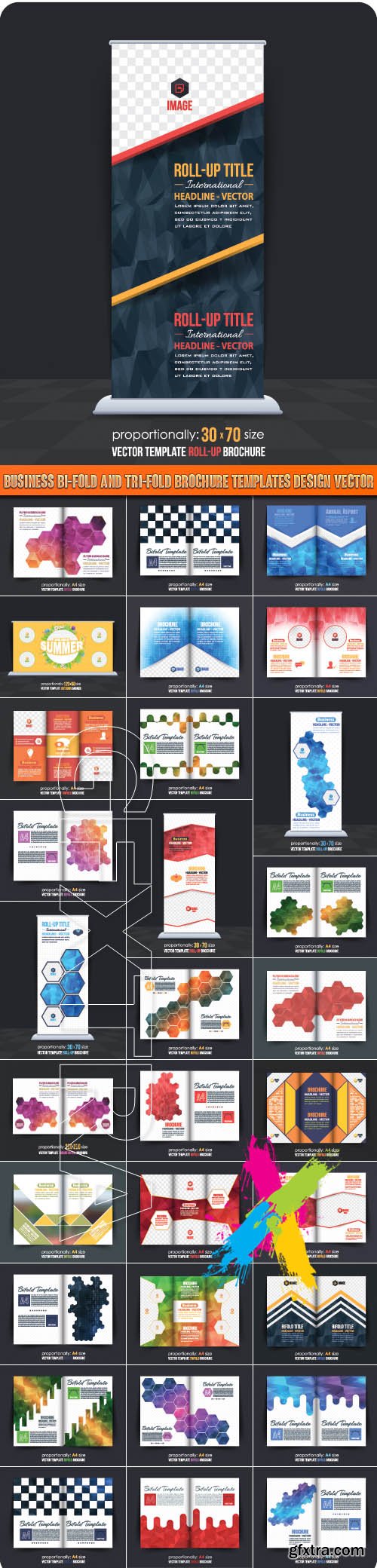 Business bi-fold and tri-fold brochure templates design vector