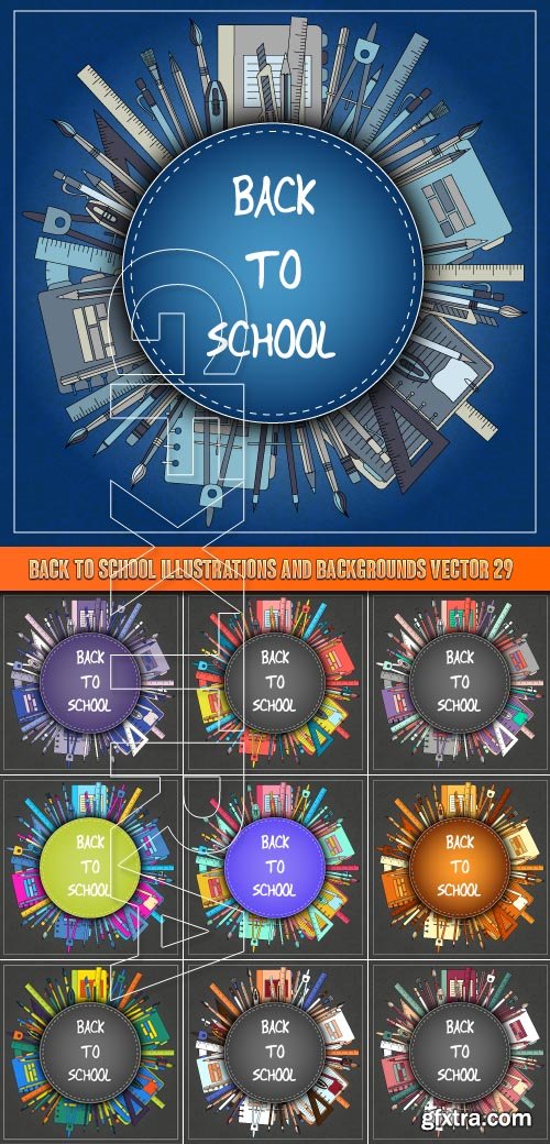 Back to school illustrations and backgrounds vector 29