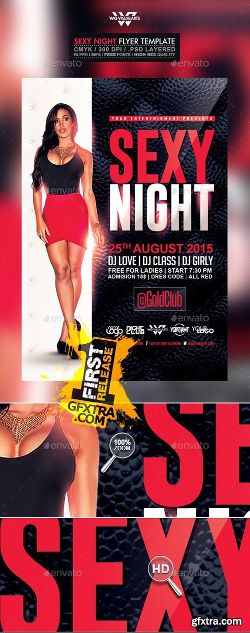GraphicRiver - Sexy Red Black and White Night Flyer Template 10492537