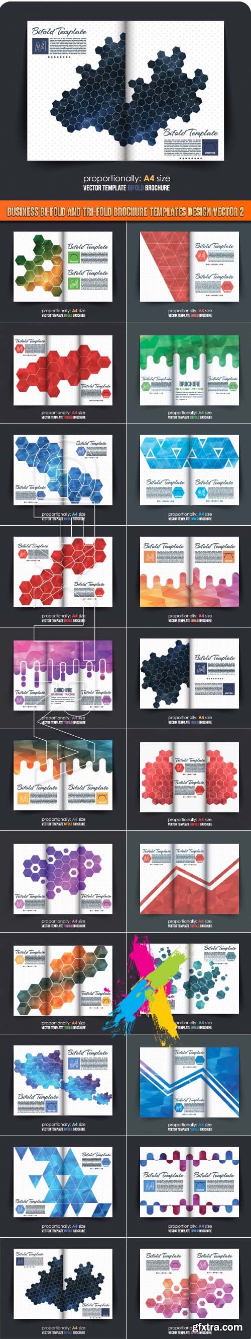 Business bi-fold and tri-fold brochure templates design vector 2