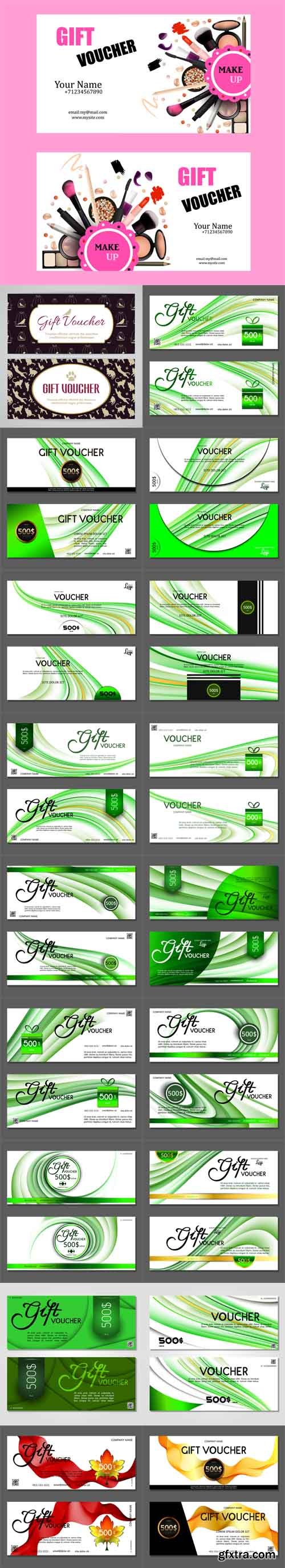 Vector Set - Gift Vouchers with Green Lines