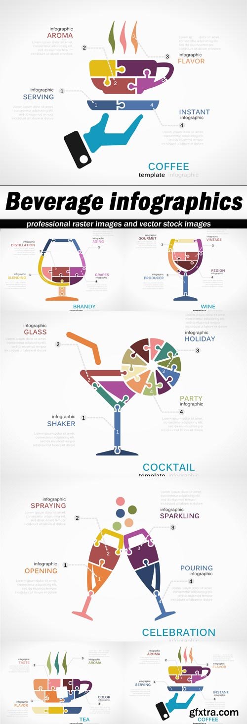Beverage infographics - 6 EPS