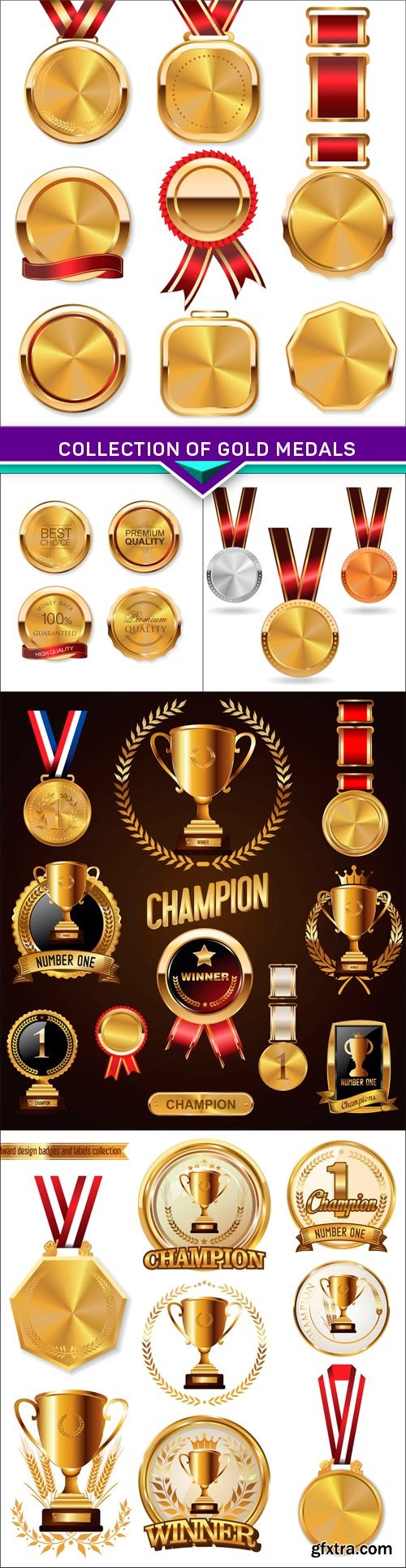 Collection of gold medals 5X EPS