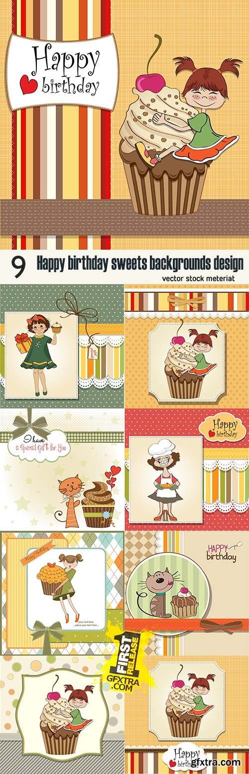 Happy birthday sweets backgrounds design