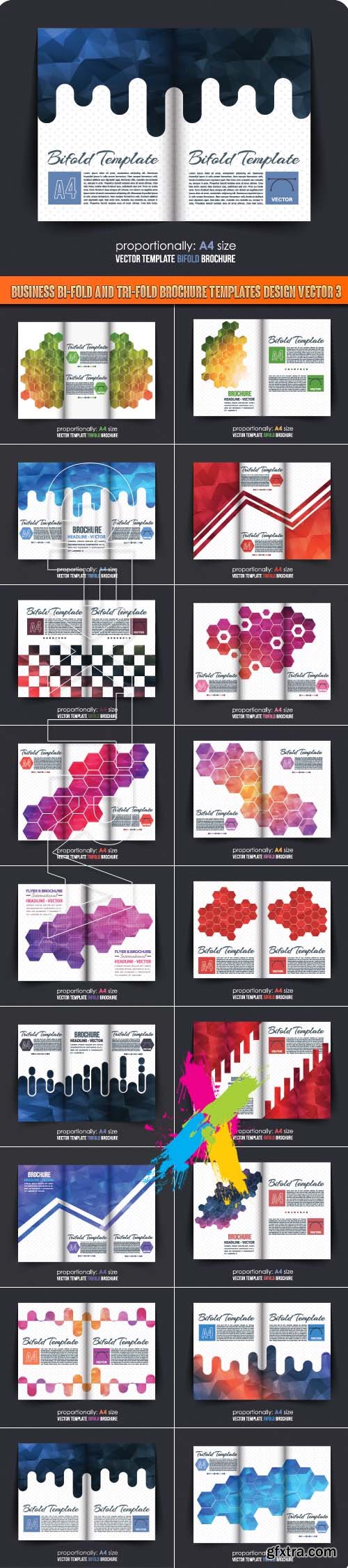 Business bi-fold and tri-fold brochure templates design vector 3