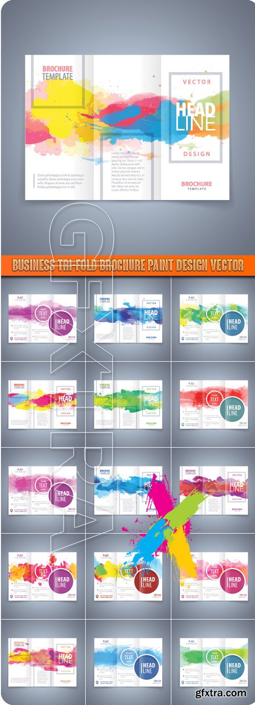 Business tri-fold brochure paint design vector