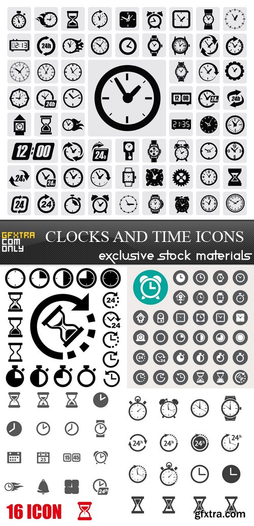Clocks and Time Icons - 5 EPS