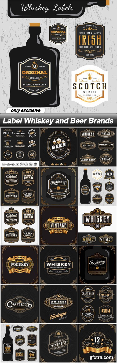 Label Whiskey and Beer Brands - 19 EPS