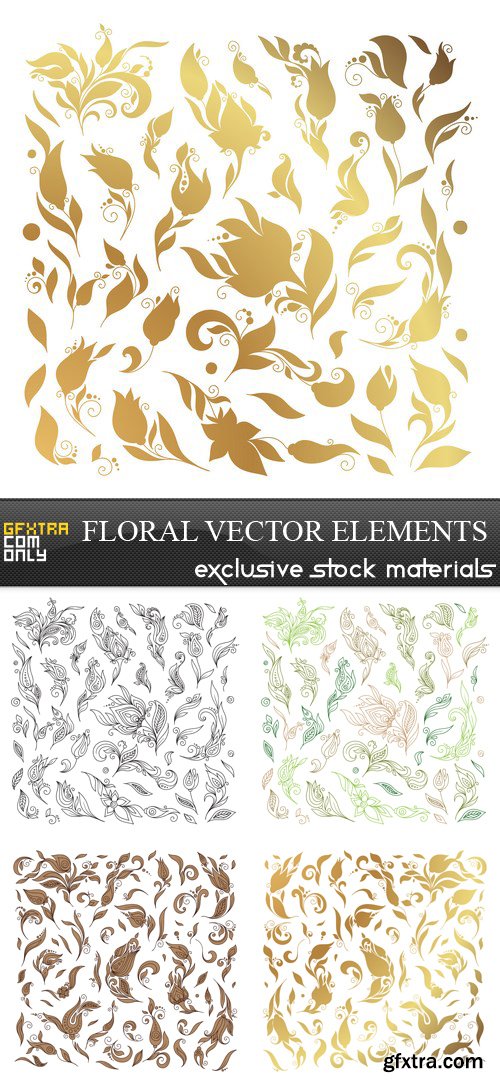 Floral Vector Elements - 5 EPS