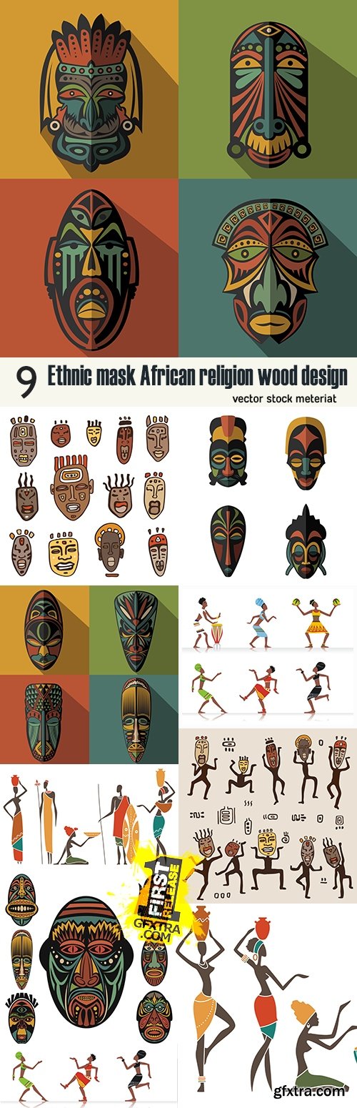 Ethnic mask African religion wood design