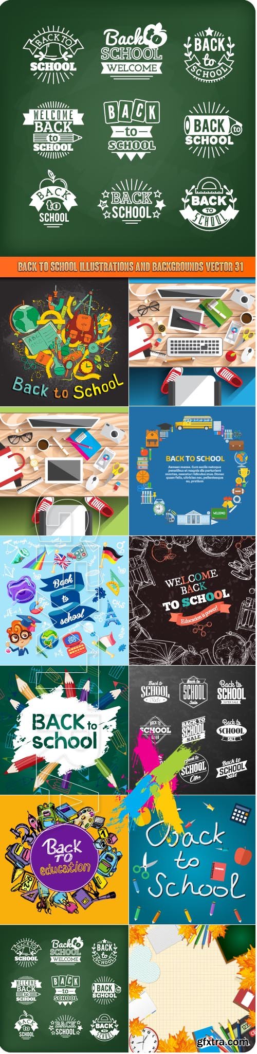 Back to school illustrations and backgrounds vector 31