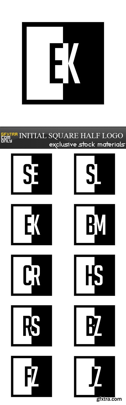 Initial square half logo, 10 x EPS