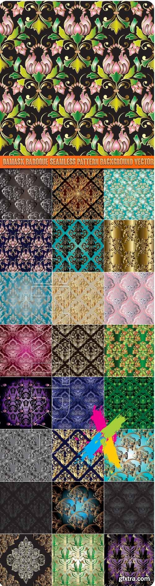 Damask baroqure seamless pattern background vector