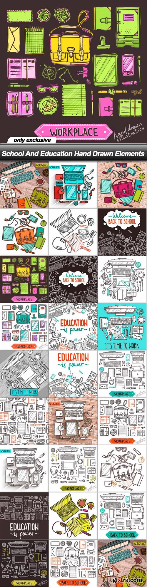 School And Education Hand Drawn Elements - 26 EPS