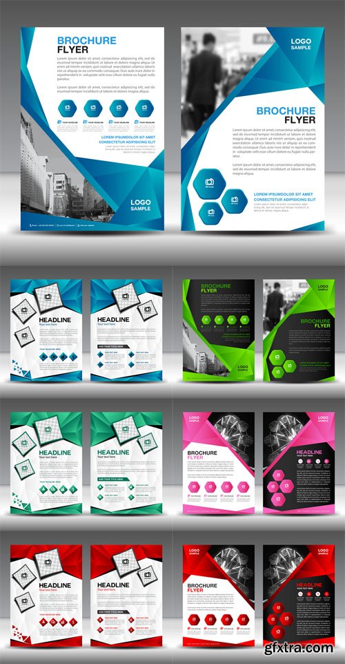 Vector Set - Brochures flyers design layout template in A4 size
