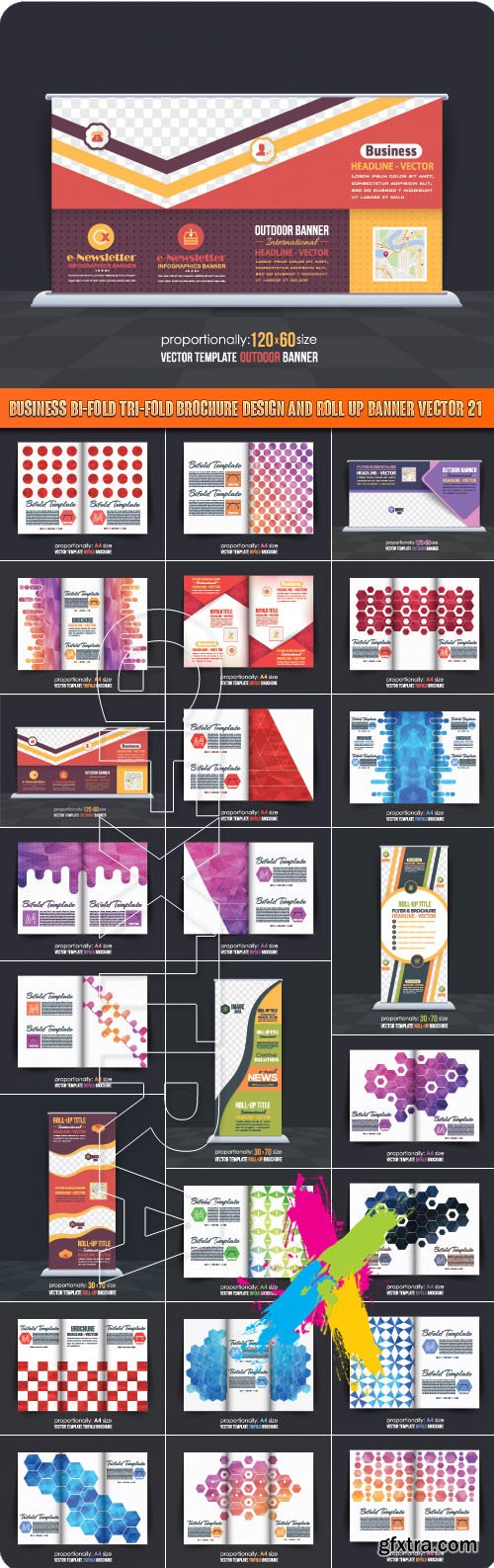 Business Bi-Fold Tri-Fold Brochure Design and Roll up banner vector 21