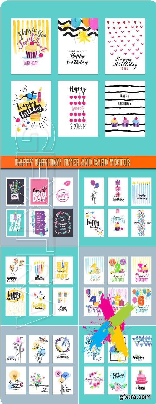 Happy Birthday flyer and card vector