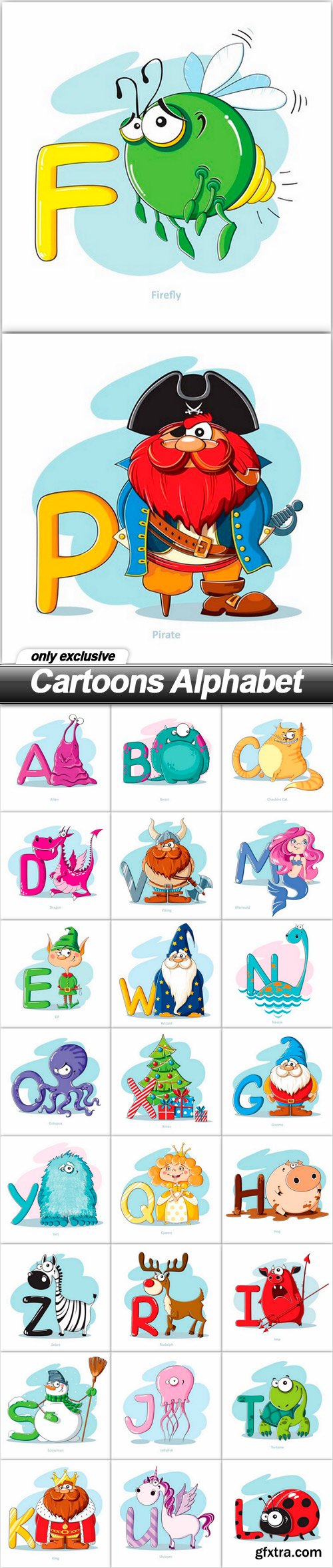 Cartoons Alphabet - 26 EPS