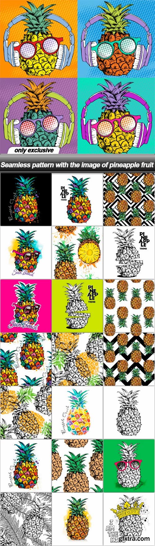Seamless pattern with the image of pineapple fruit - 38 EPS