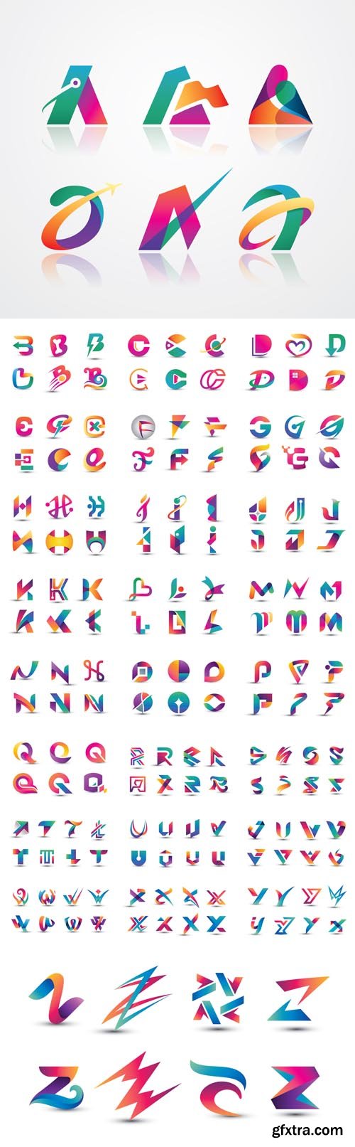 Vector Set - Abstract Colorful Letters Logos