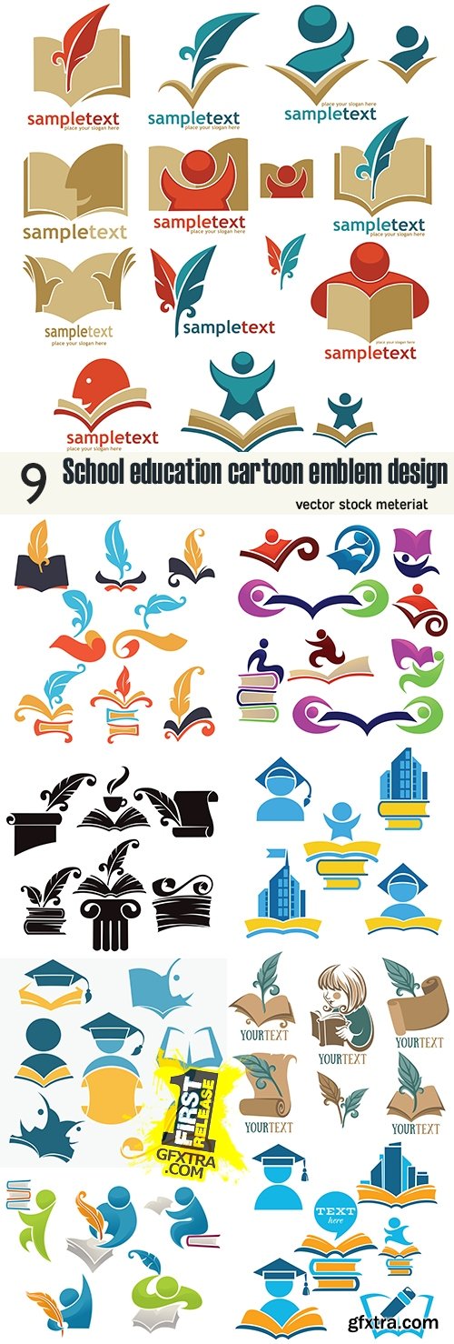 School education cartoon emblem design