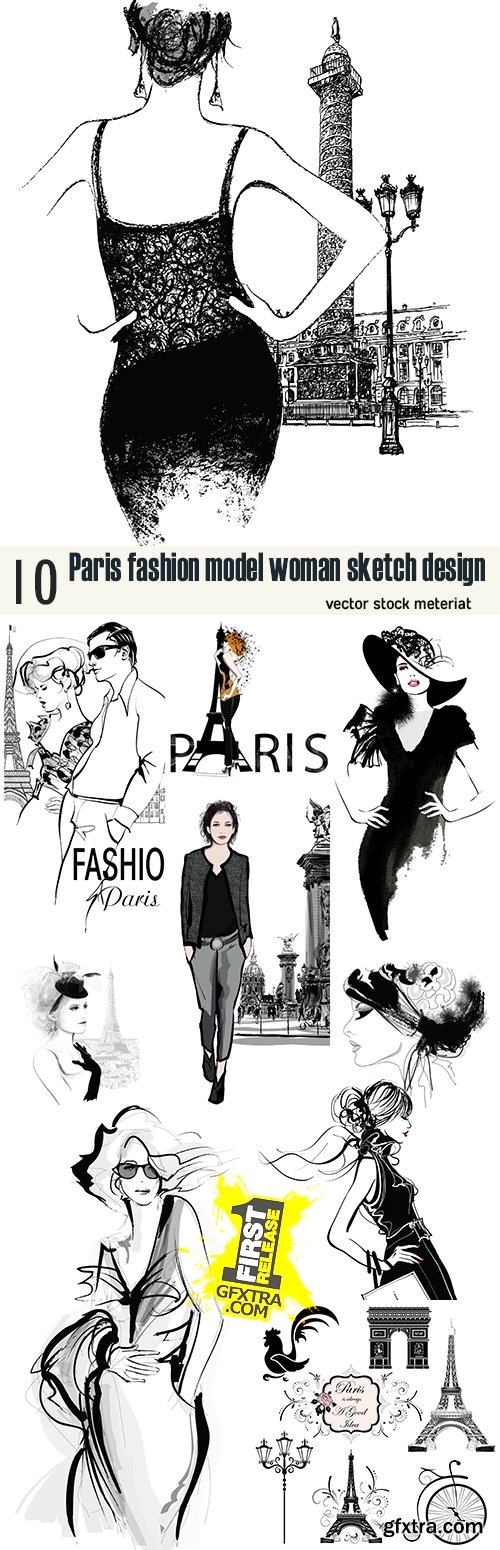 Paris fashion model woman sketch design