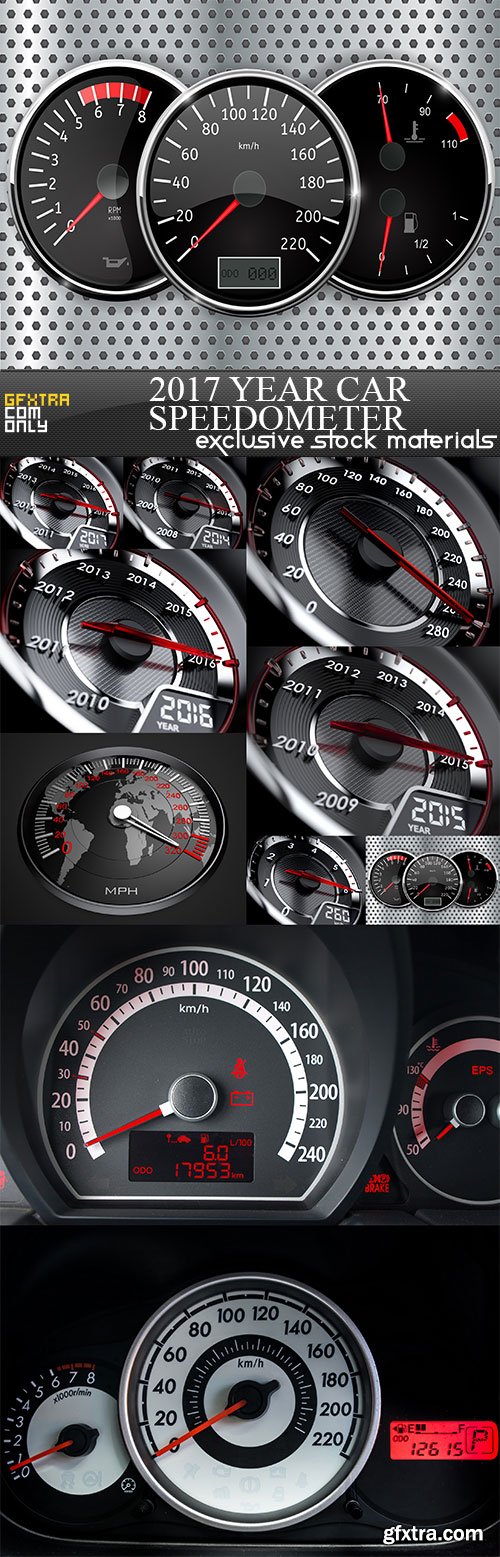 2017 year car speedometer, 10 x UHQ JPEG