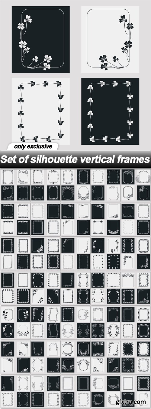 Set of silhouette vertical frames - 35 EPS