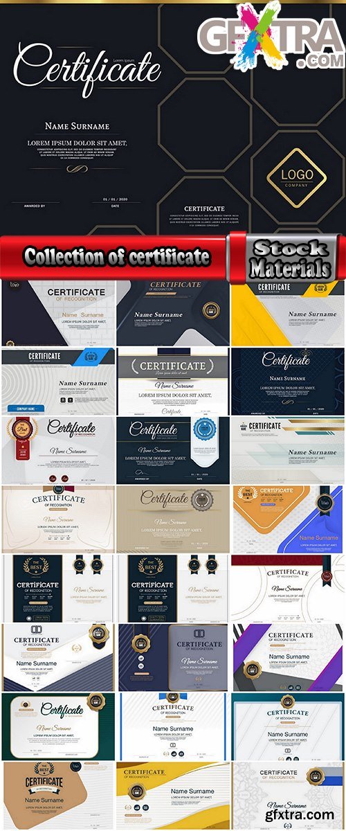 Collection of certificate of degree diploma report card flyer banner 25 EPS