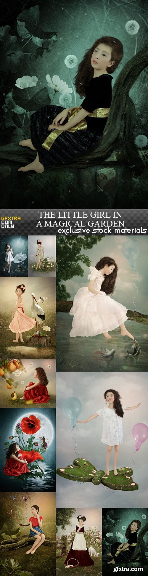 The little girl in a magical garden, 10 x UHQ JPEG