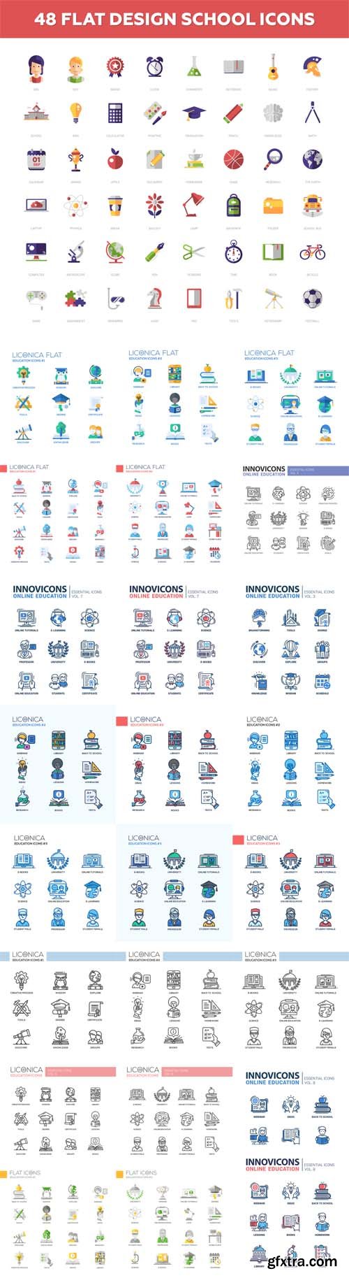 Vector Set - Modern School and Education Design Icons